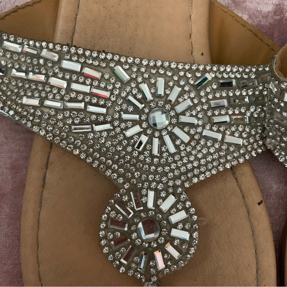Silver Bejeweled Flip Flops, size 9 - Picture 3 of 8